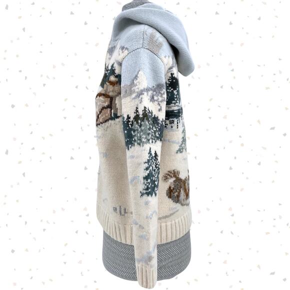 Vintage Ralph Lauren Wool Sweater Sled Dog Huskies Winter Holiday Hoodie Size S - Picture 6 of 16